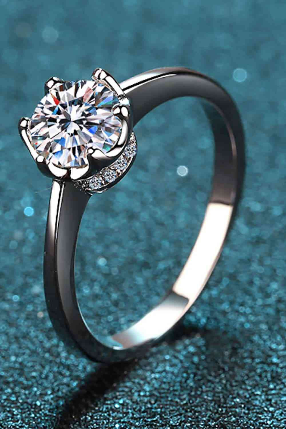 Stunning 1 Carat Moissanite Rhodium-Plated Solitaire Engagement Ring - Timeless Elegance for Every Occasion