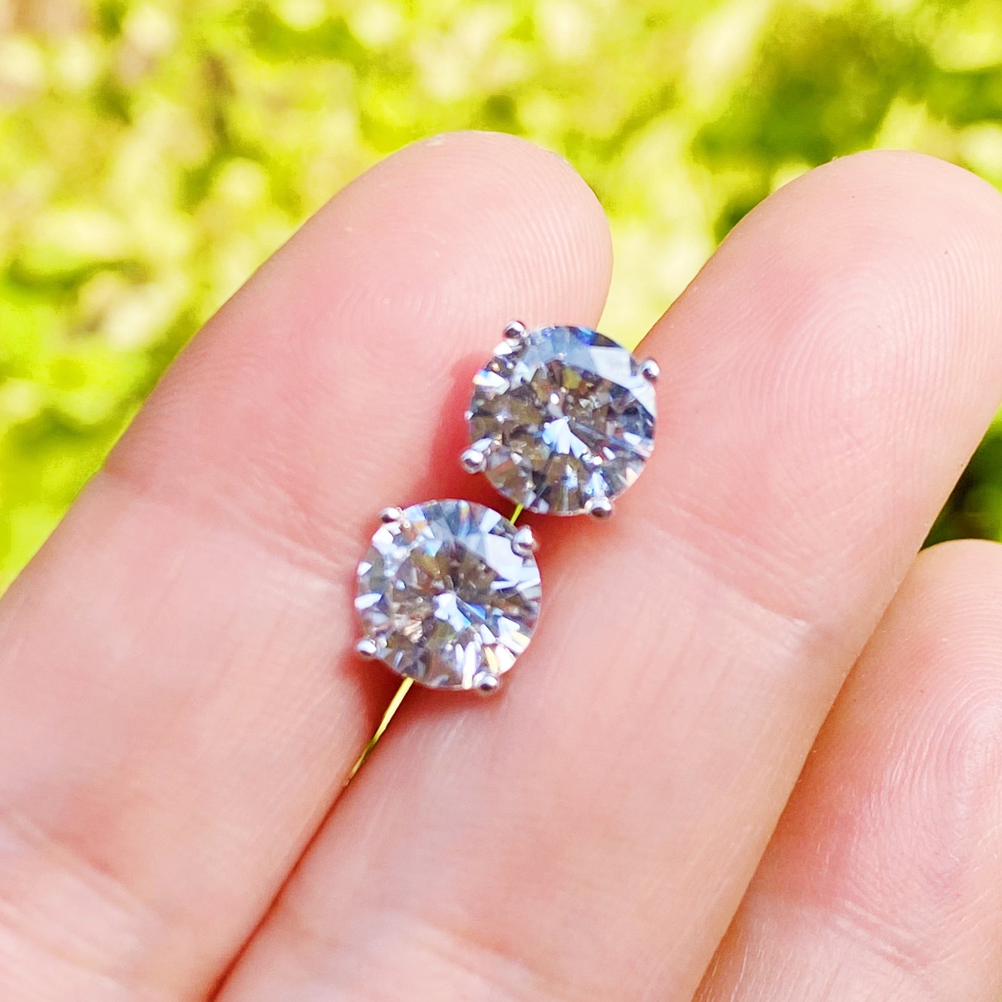 Dazzling Sterling Silver Stud Earrings with Radiant Cubic Zirconia