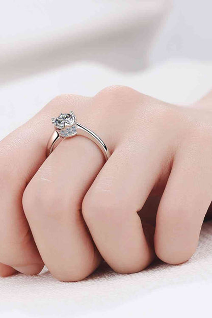 Stunning 1 Carat Moissanite Rhodium-Plated Solitaire Engagement Ring - Timeless Elegance for Every Occasion