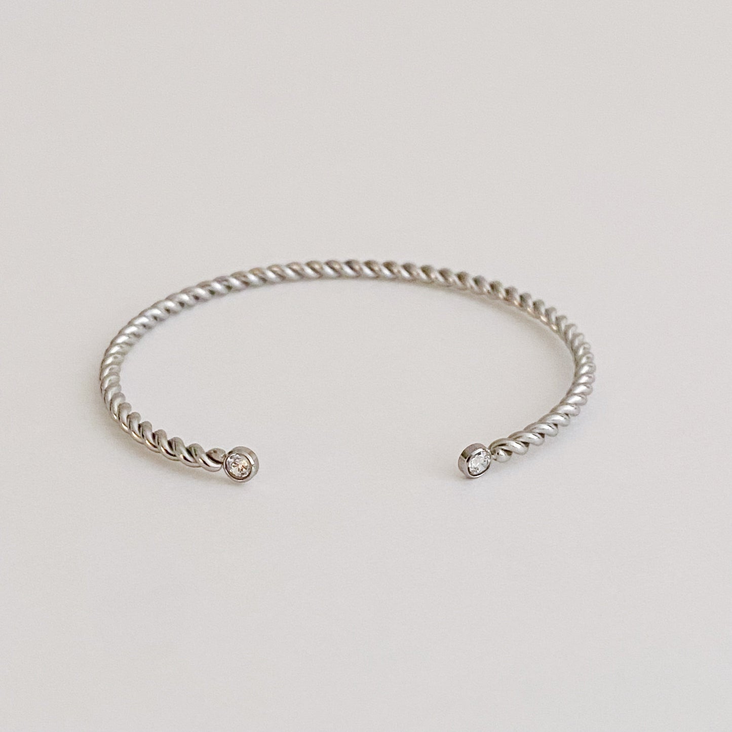 Chic Slim Cabled Open Bangle Bracelet