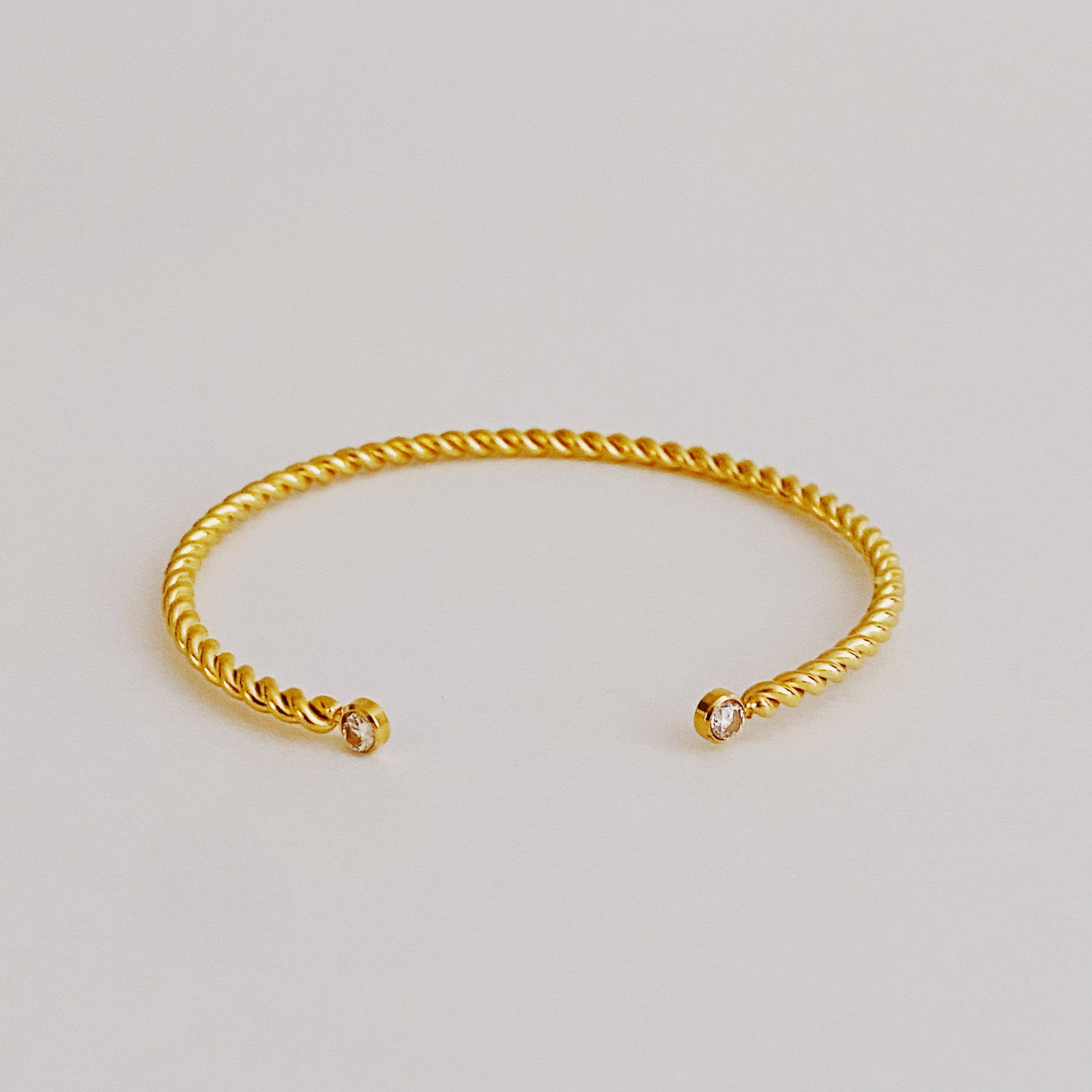 Chic Slim Cabled Open Bangle Bracelet