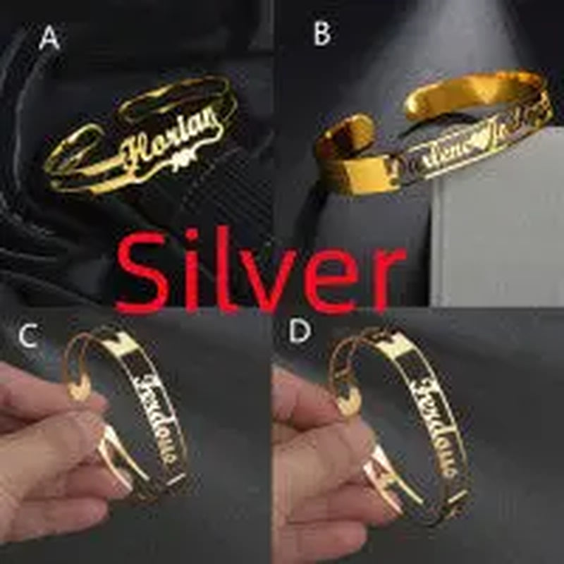 Custom Engraved Stainless Steel Name Bracelet & Bangles - Personalize Your Style!