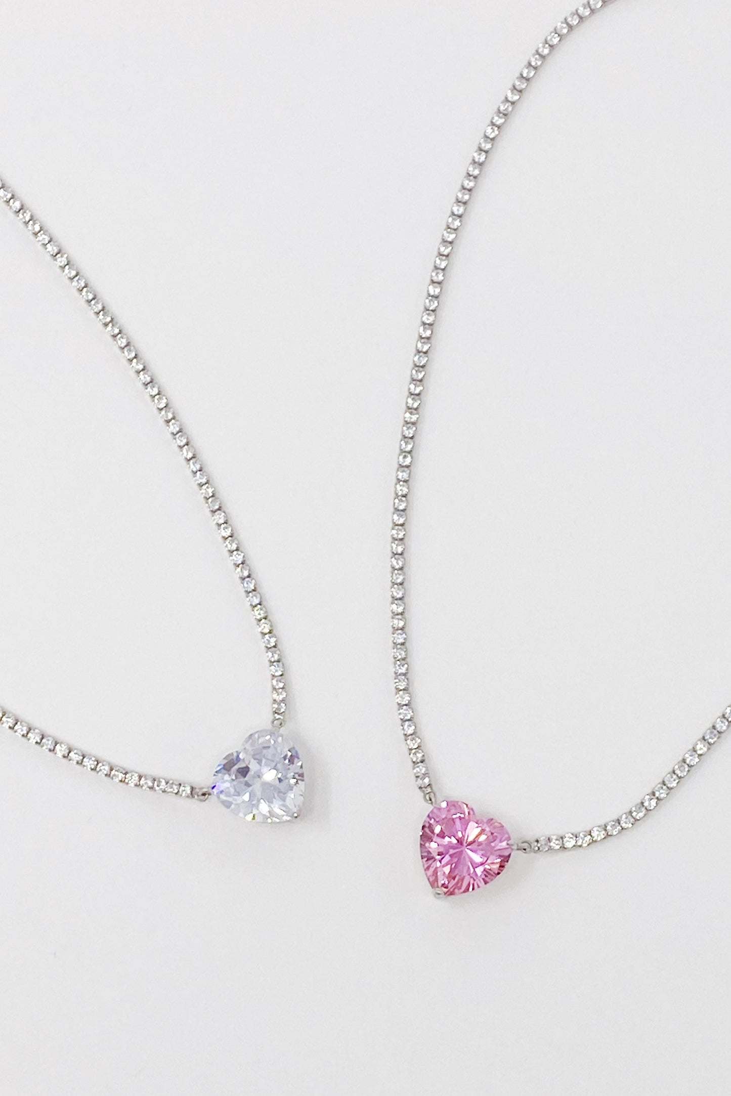 Radiant Sterling Silver Heart Tennis Necklace - A Touch of Elegance for Any Occasion