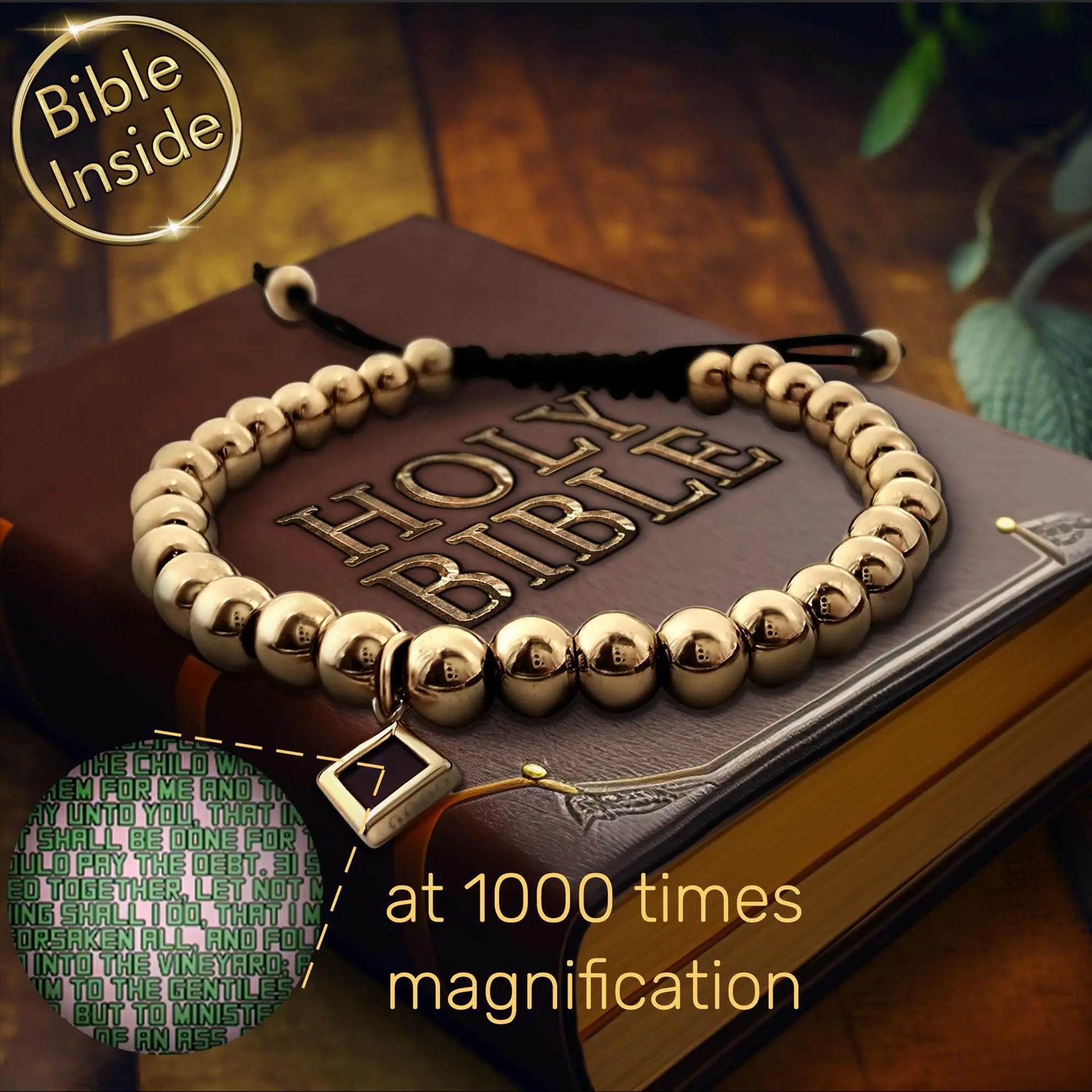 Abundance Bead Bracelet with Nano Bible Charm - Embrace Prosperity and Faith