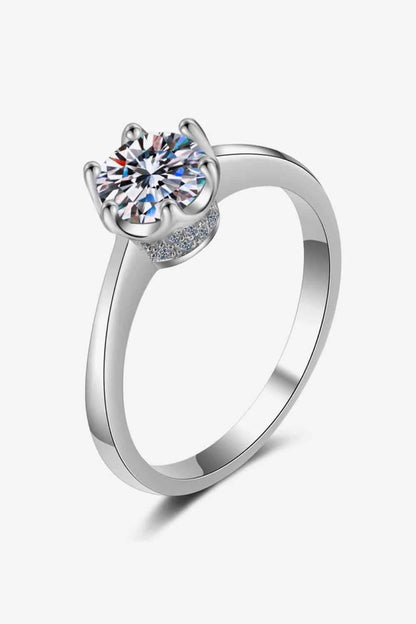 Stunning 1 Carat Moissanite Rhodium-Plated Solitaire Engagement Ring - Timeless Elegance for Every Occasion